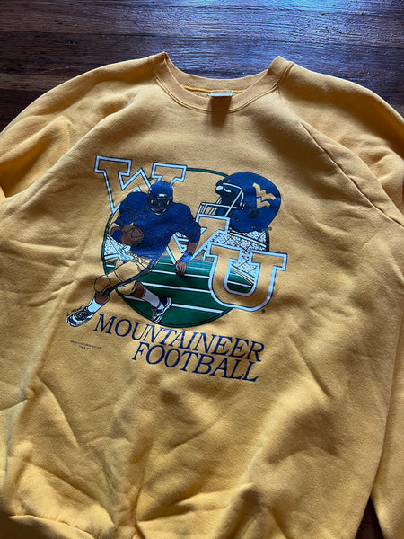 Vintage 80s WVU Mountaineers Major Harris Graphic Crewneck Sweatshirt