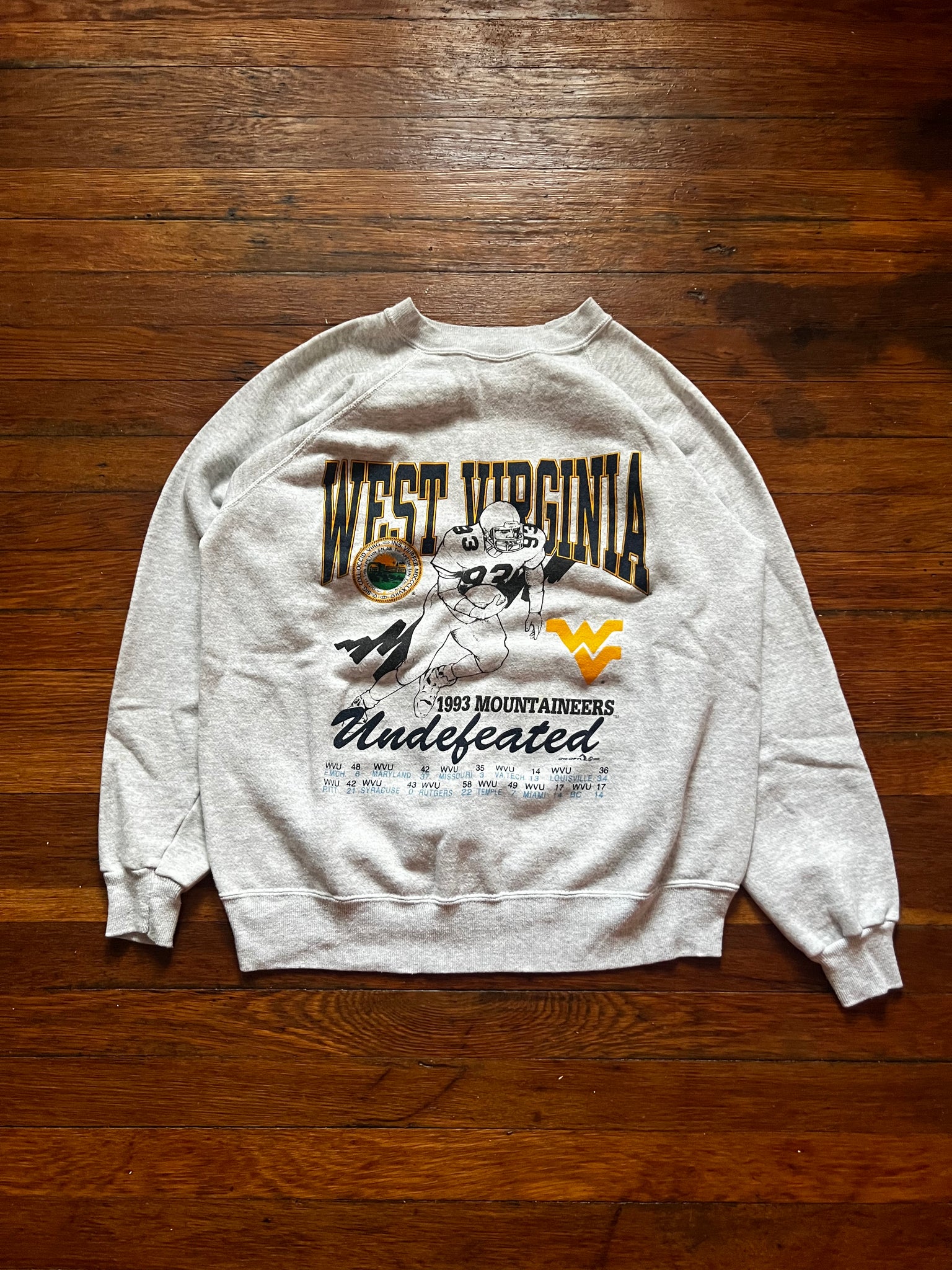 Vintage 90s WVU Mountaineers Football Undefeated Season Crewneck