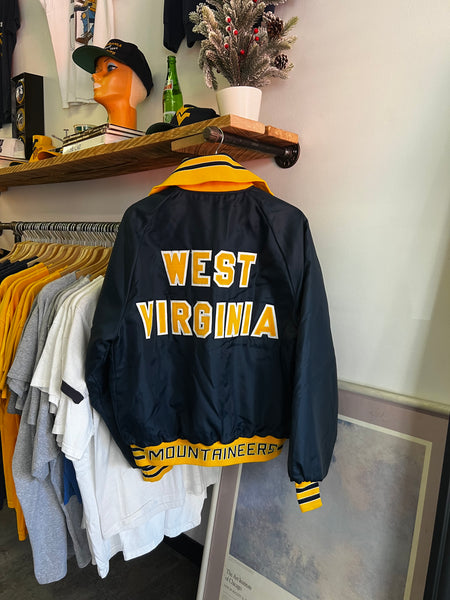 Vintage 80s West Virginia WVU Embroidered Spellout Coach Letterman Jacket