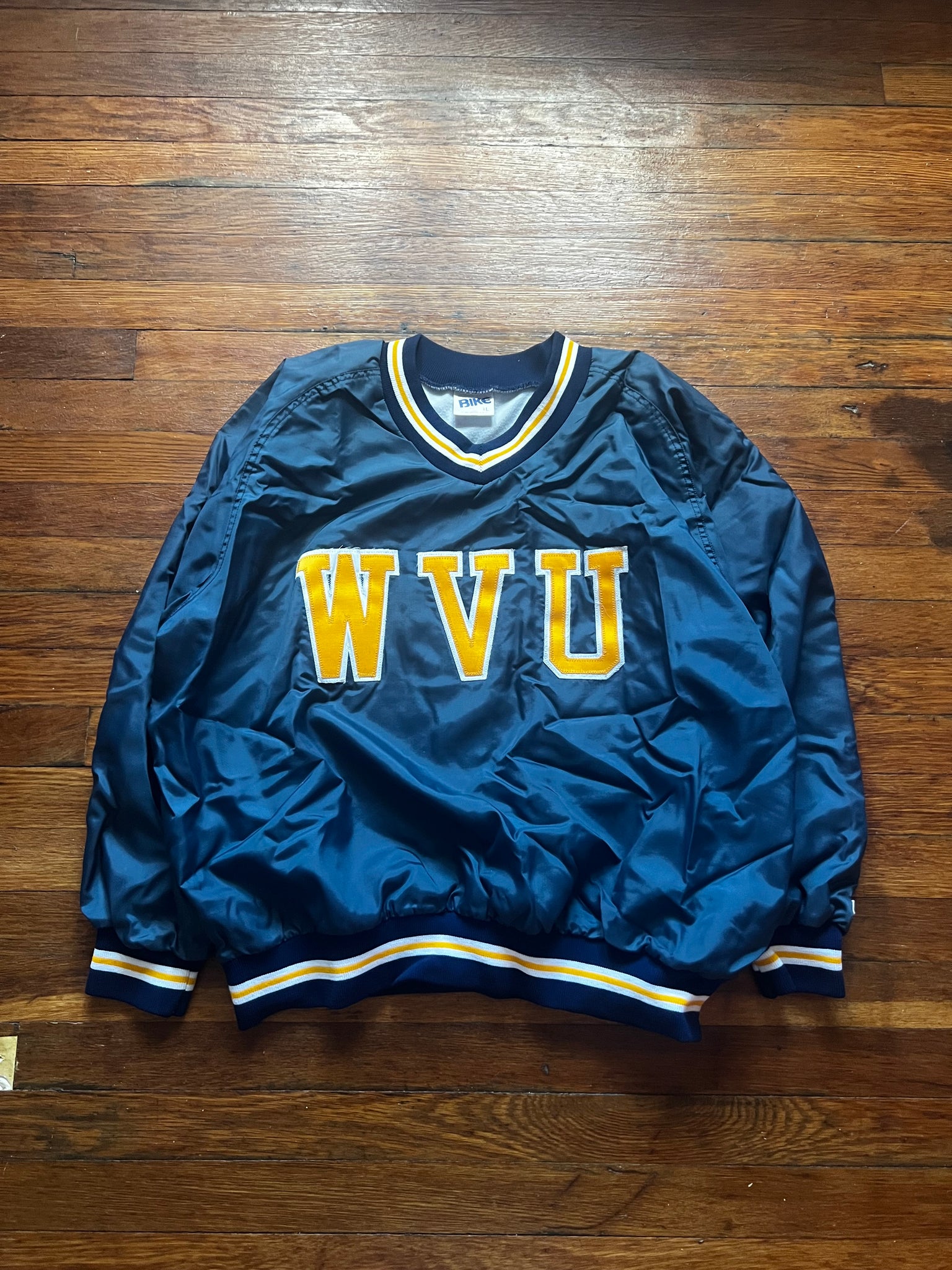 Vintage 80s WVU Embroidered Pullover V Neck Windbreaker