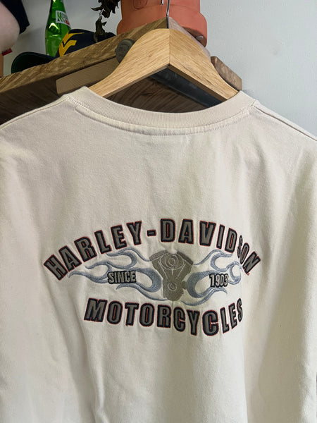 Vintage Y2K Harley Davidson Embroidered Henley Shirt