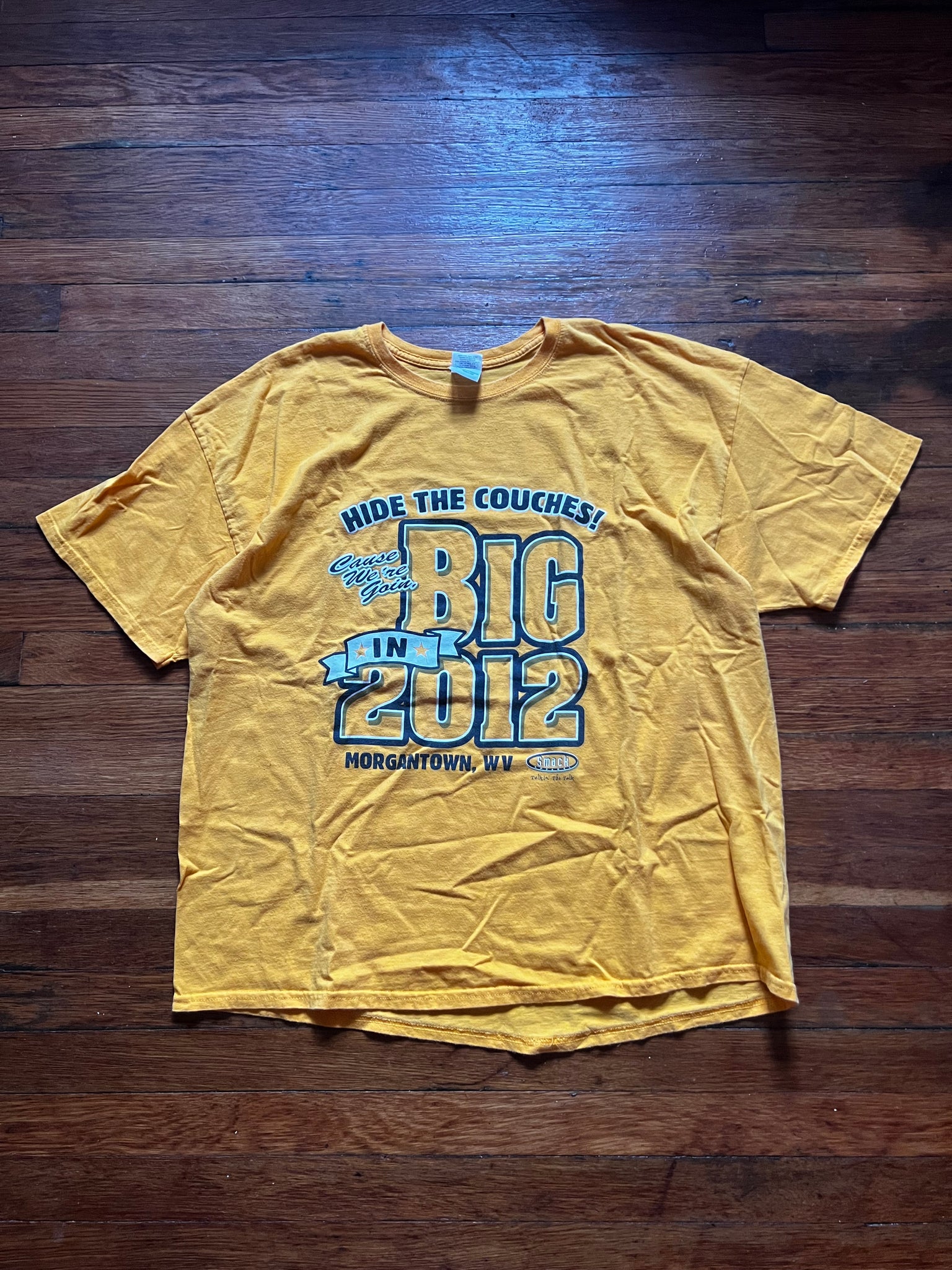 Vintage Y2K WVU Football Gold Rush Graphic Tee