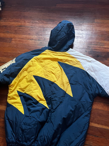 Vintage 90s Logo Athletic WVU Mountaineers Sharktooth Puffer Jacket