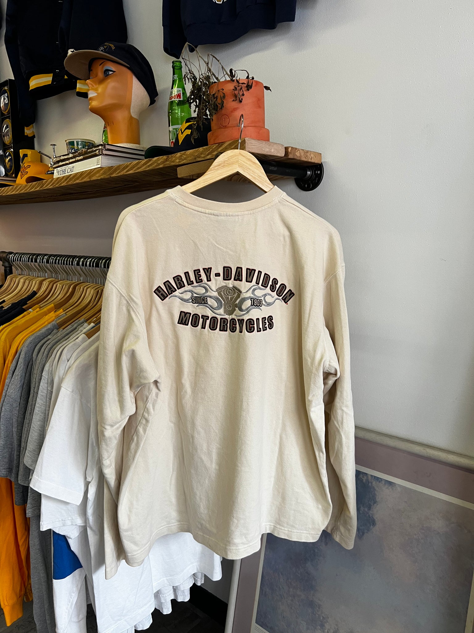 Vintage Y2K Harley Davidson Embroidered Henley Shirt