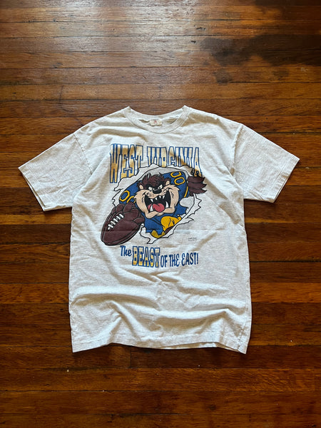 Vintage 90s WVU Taz Football Beast of the East Double Sided Graphic Tee