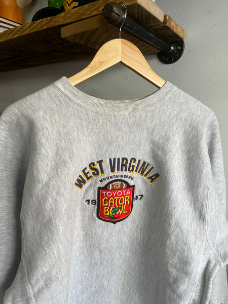 Vintage 90s WVU Gator Bowl Champion Reverse Weave Embroidered Crewneck