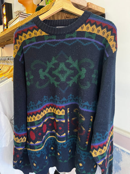 Vintage 80s Oversized Patterned Sweater
