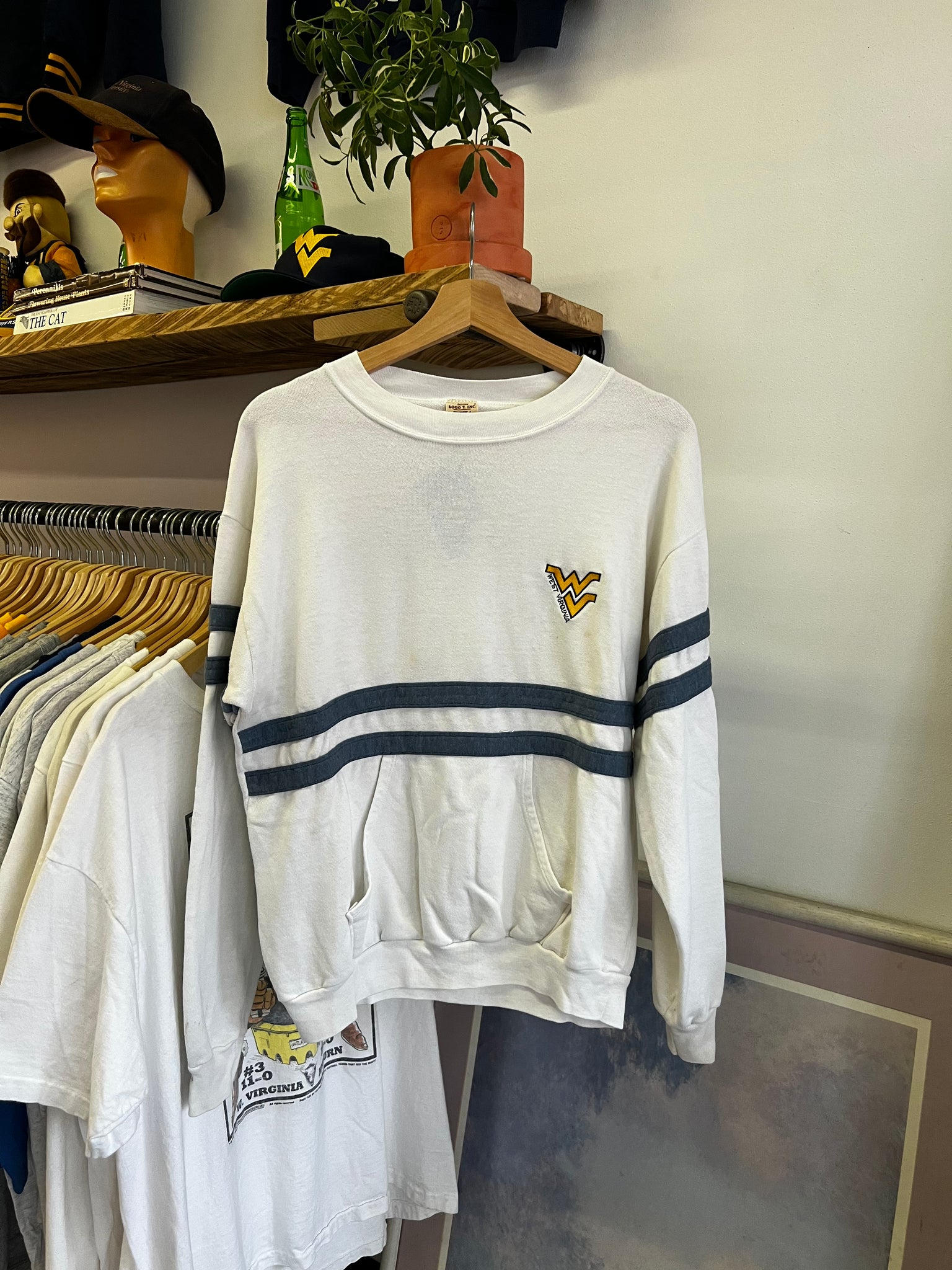 Vintage 80s WVU Striped Sweatshirt