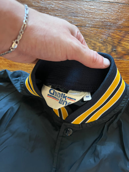 Vintage 80s WVU Chalkline Embroidered Satin Varsity Coach Jacket