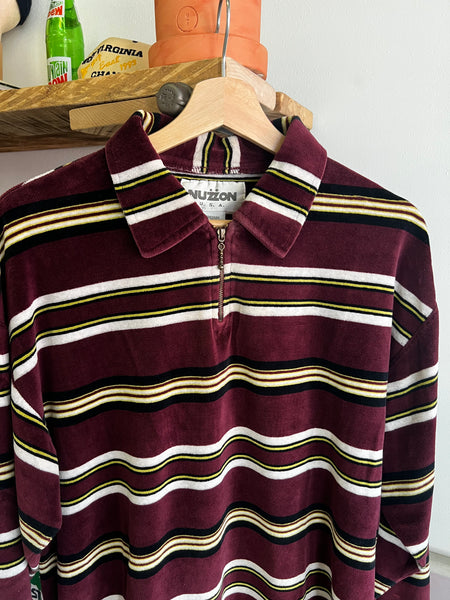 Vintage 90s Velour Longsleeve Polo Shirt