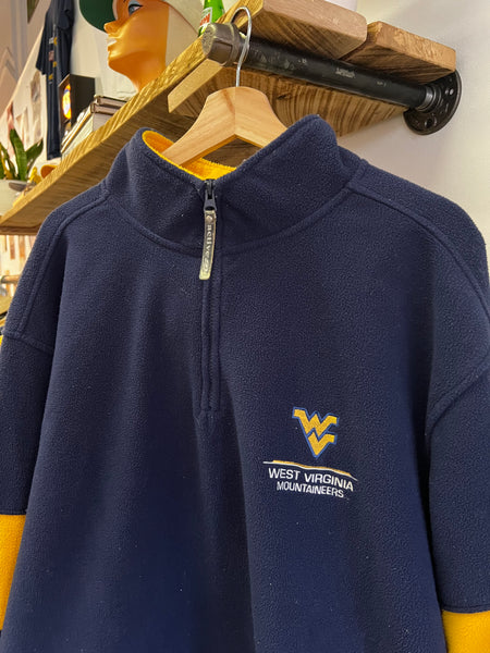 Vintage Y2K WVU Colorblocked Embroidered Quarter Zip Fleece Sweatshirt