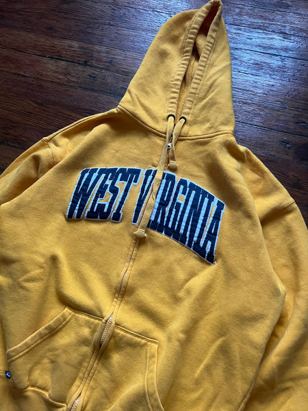 Vintage Y2K WVU Embroidered Spelllout Zip Up Hoodie