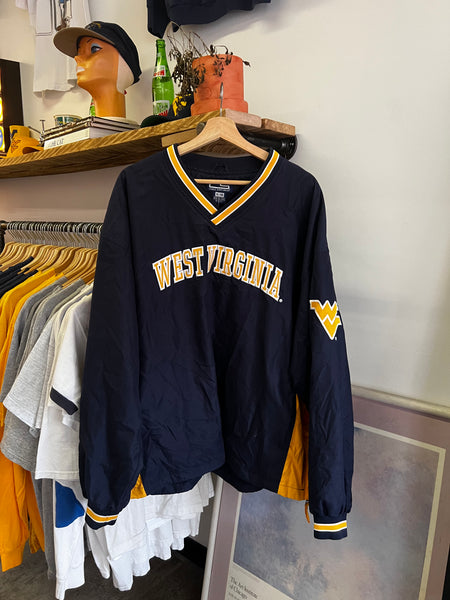 Vintage Y2K WVU Embroidered Spellout Pullover Windbreaker
