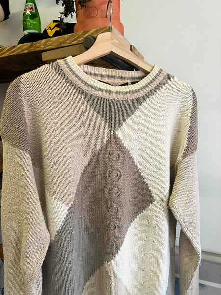 Vintage 90s Colorblocked Neutral Tones Sweater