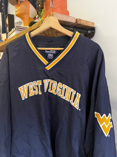 Vintage Y2K WVU Embroidered Spellout Pullover Windbreaker