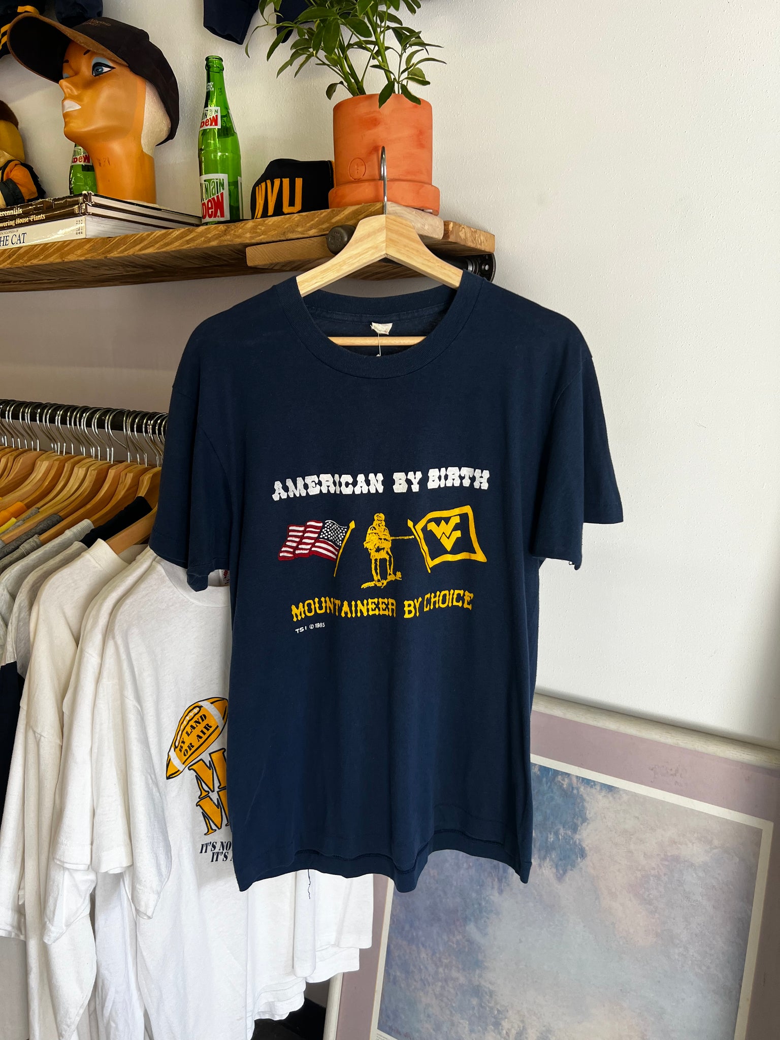 Vintage 80s WVU American by Birth Mountaineer by Choice Graphic Tee