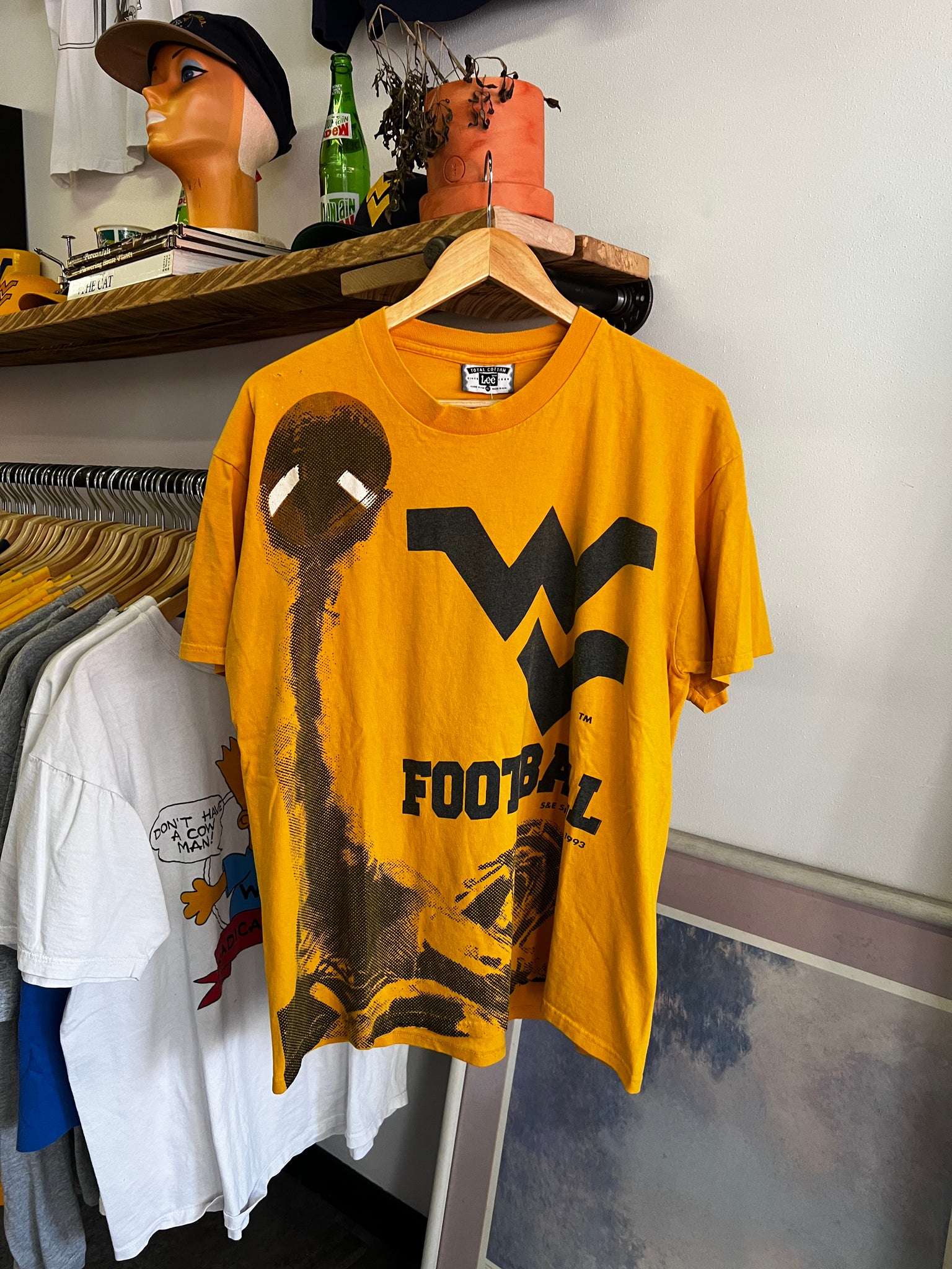 Vintage 90s WVU Football All Over Print Graphic Tee