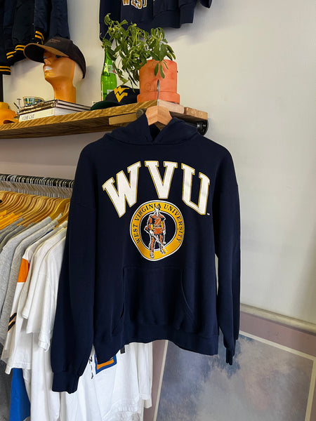 Vintage 90s WVU Spellout Graphic Hoodie