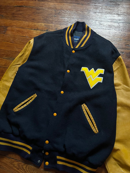 Vintage 90s WVU Embroidered Letterman Jacket