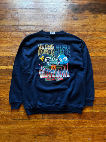 Vintage 90s WVU Football UNC Gator Bowl Graphic Crewneck Sweatshirt