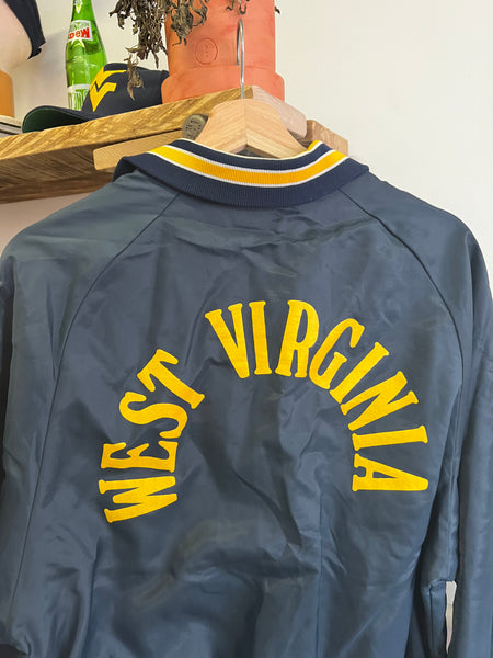 Vintage 80s West Virginia Arch Spellout Satin Jacket