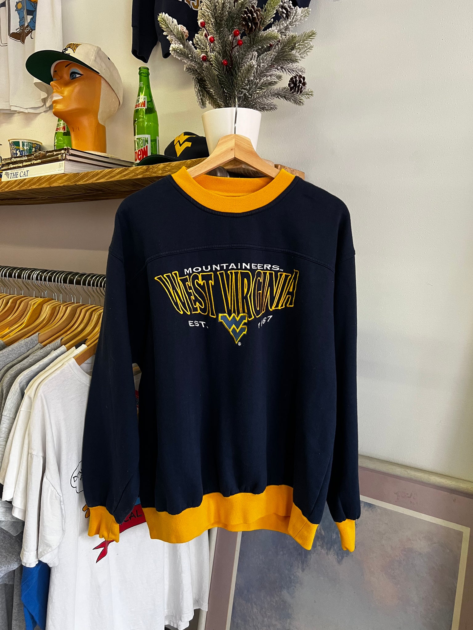 Vintage 90s WVU Embroidered Spellout Crewneck