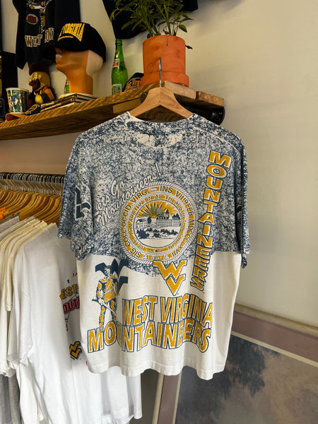 Vintage 90s WVU Mountaineers All Over Print Tee