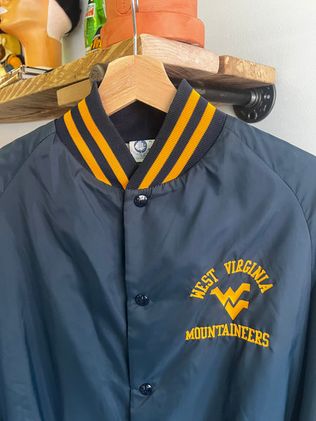 Vintage 80s WVU Mountaineers Satin Coach Jacket
