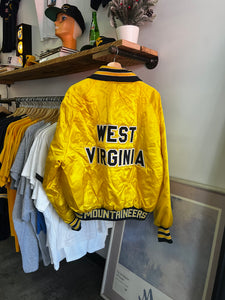 Vintage 80s West Virginia WVU Spellout Satin Letterman Jacket
