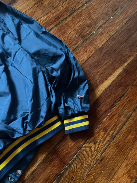 Vintage 80s WVU Embroidered Satin Coach Jacket