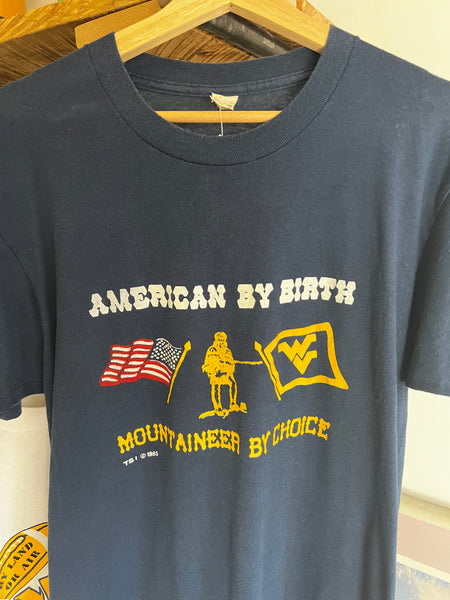 Vintage 80s WVU American by Birth Mountaineer by Choice Graphic Tee