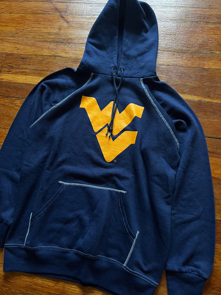 Vintage 70s/80s WVU Flying WV Logo Contrast Stitch Hoodie Sweatshirt