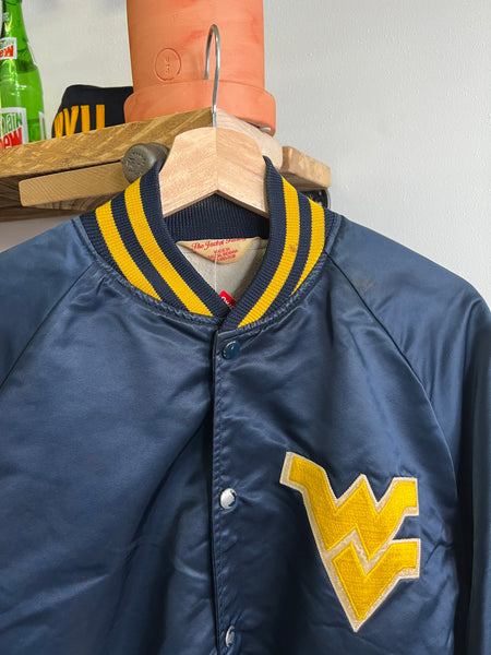 Vintage 80s WVU Embroidered Satin Coach Jacket
