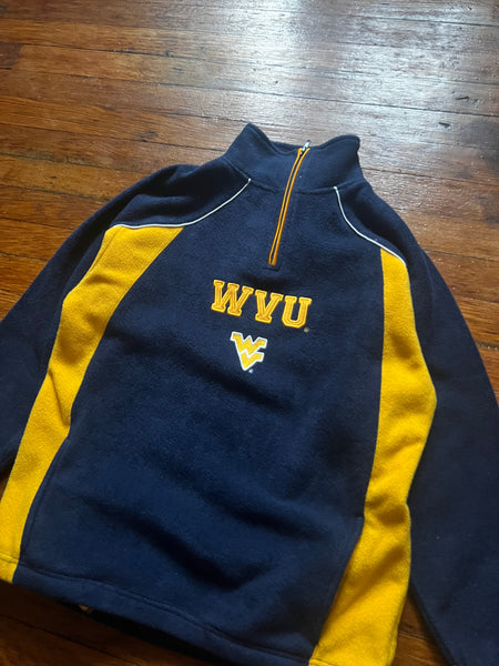 Vintage Y2K WVU Embroidered Fleece Pullover Sweatshirt