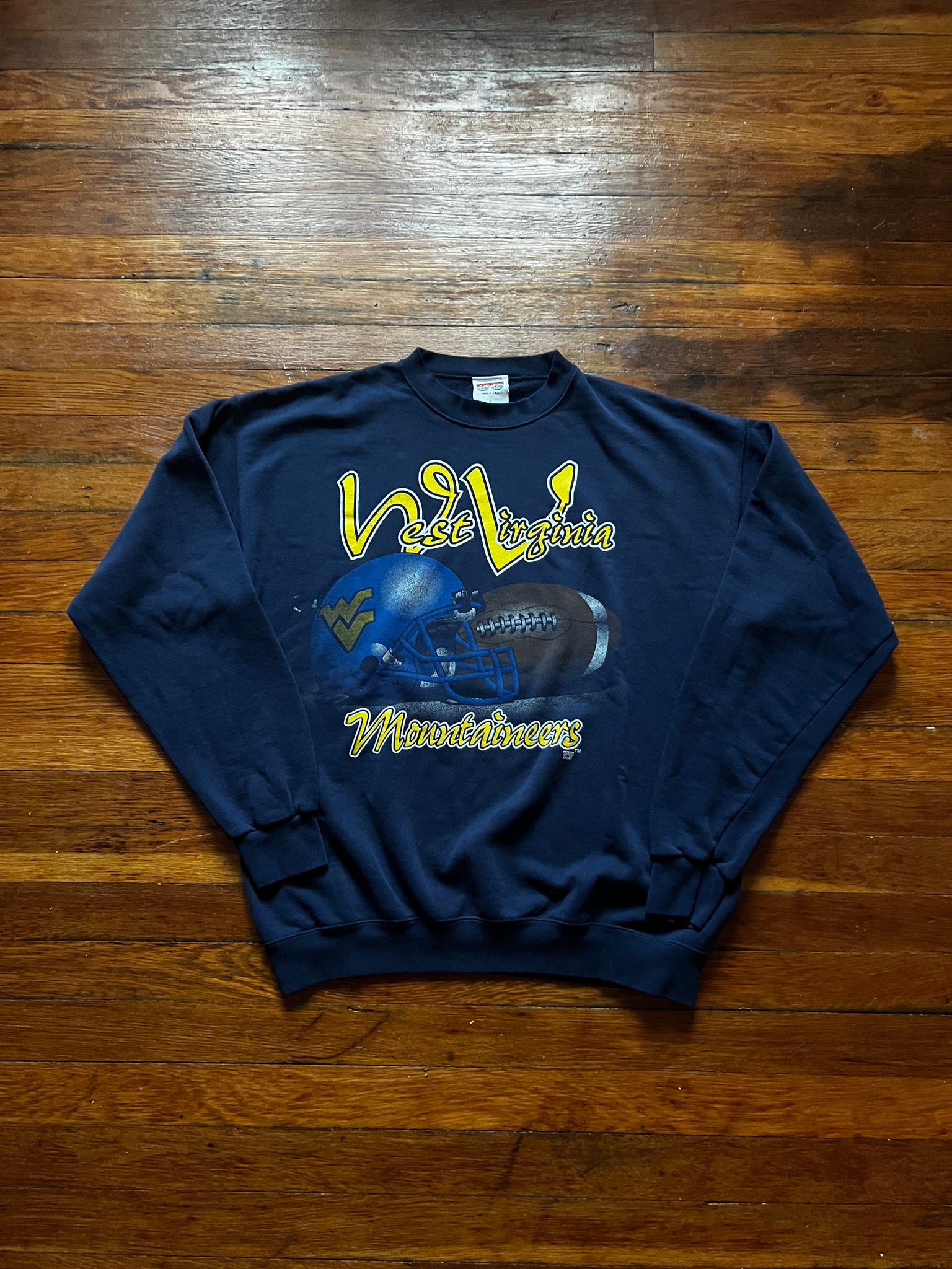 Vintage 90s WVU Mountaineers Football Graphic Crewneck