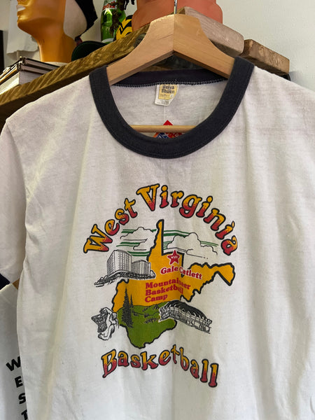 Vintage 70s WVU Basketball Ringer Graphic Tee