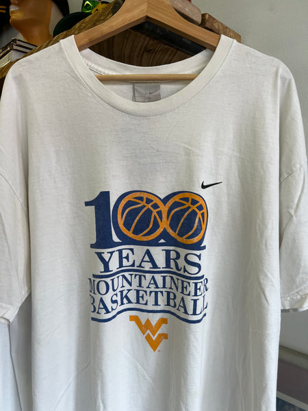 Vintage Y2K Nike WVU Basketball 100 Years Graphic Tee