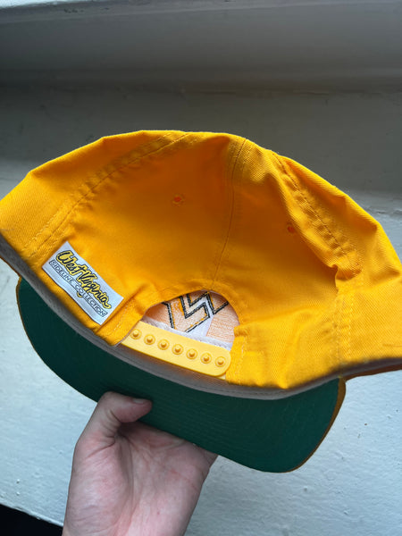 Vintage 90s WVU Embroidered Gold Snapback Hat