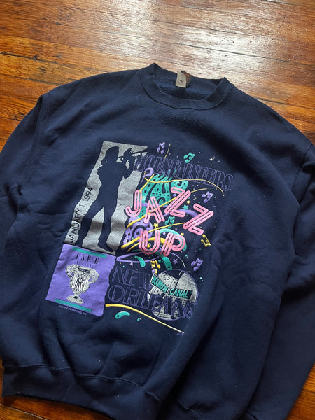 Vintage 90s WVU Mountaineers Sugar Bowl Jazz Graphic Crewneck Sweatshirt