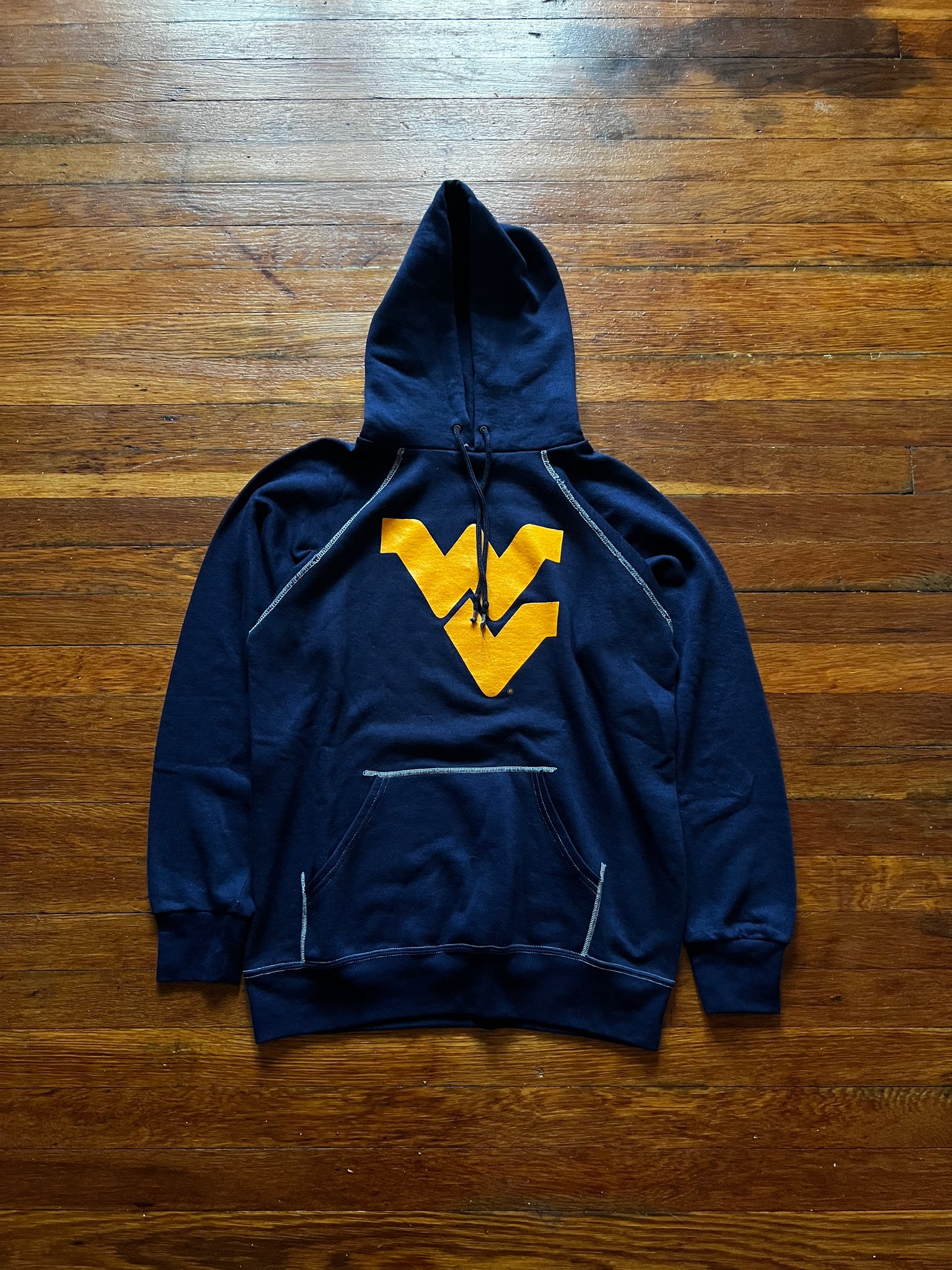 Vintage 70s/80s WVU Flying WV Logo Contrast Stitch Hoodie Sweatshirt