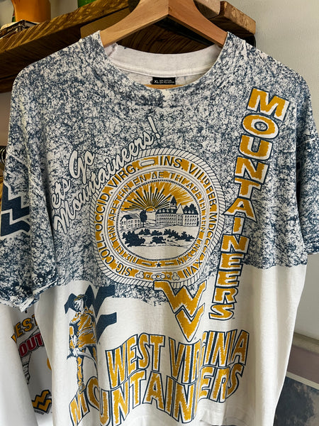 Vintage 90s WVU Mountaineers All Over Print Tee