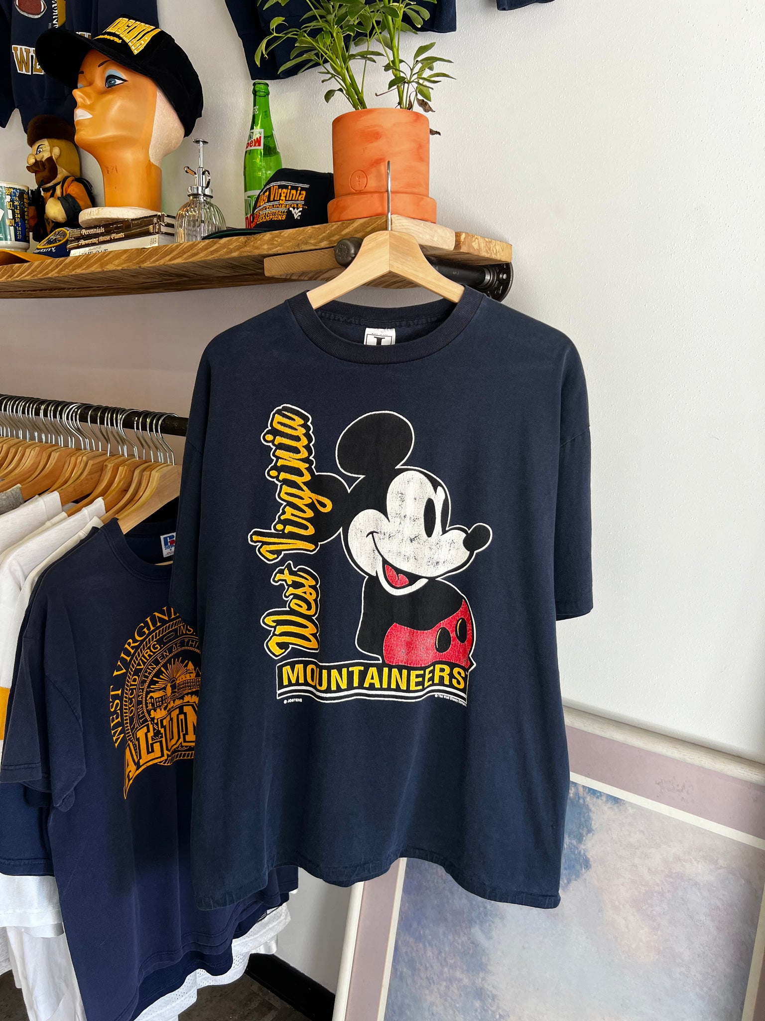 Vintage 90s WVU Mountaineers Mickey Mouse Graphic Tee